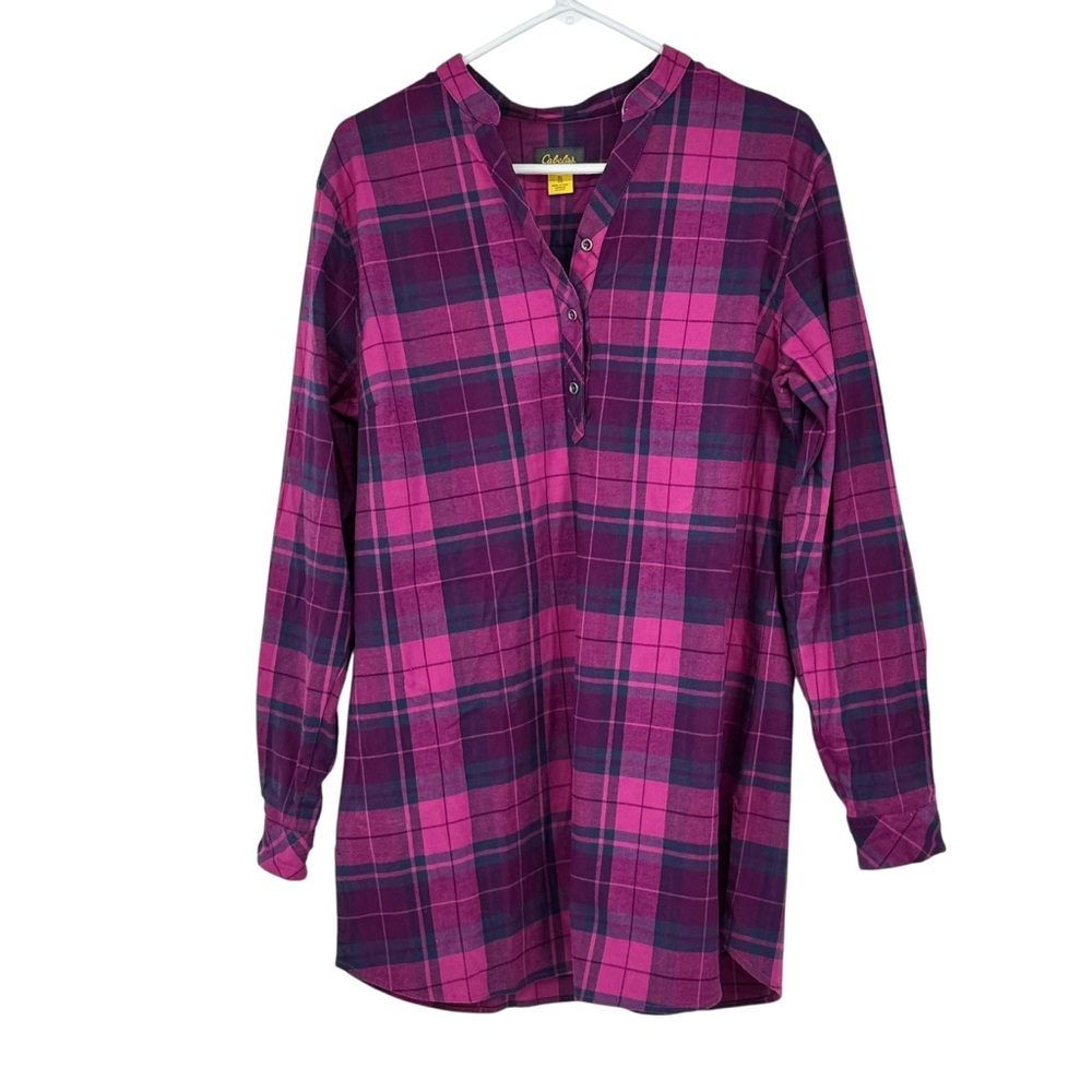 NWOT Women’s Cabela Size XL Magenta Plaid Cotton/Poly/Lycra Flannel Shirt